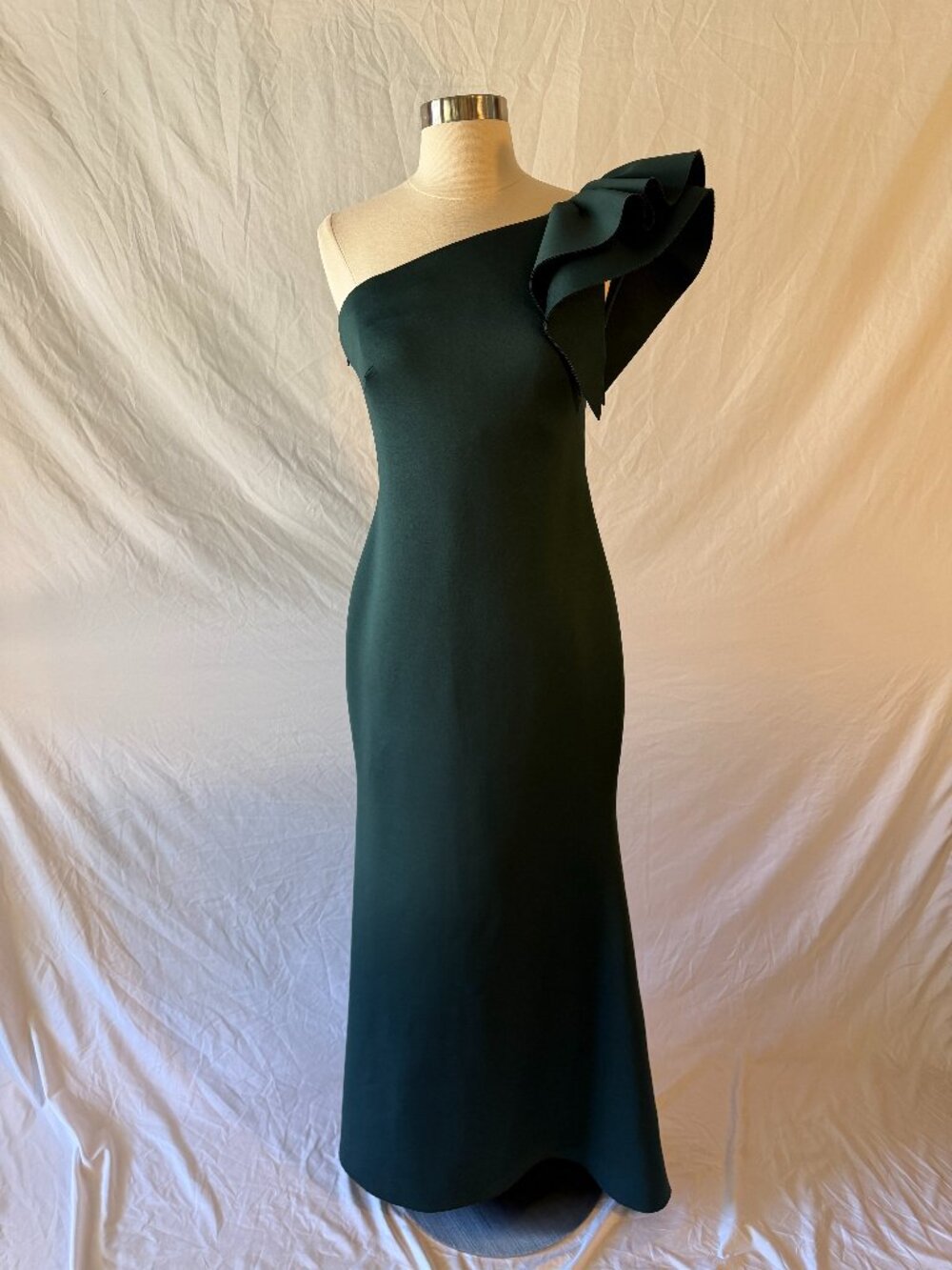 Eliza J Emerald Green Floor Length Formal One Shoulder Ruffle